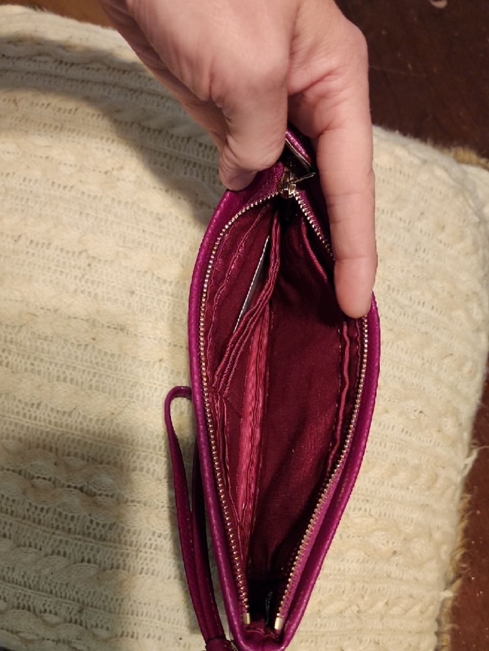 Coach Leather Wristlet in Raspberry - Picture 3 of 4